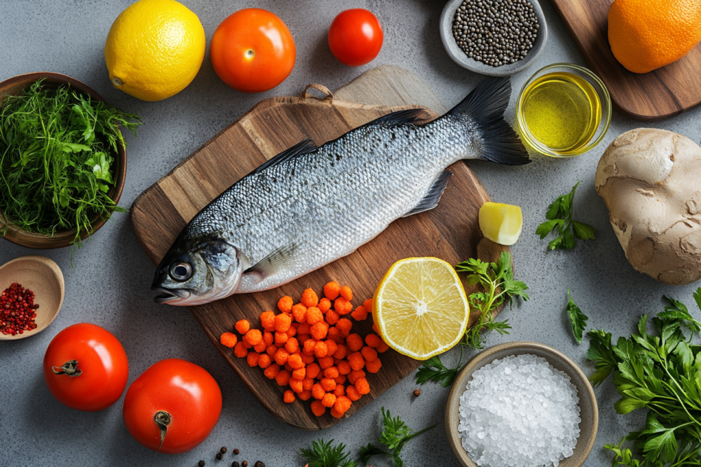 Measuring and mixing ingredients for homemade fish food