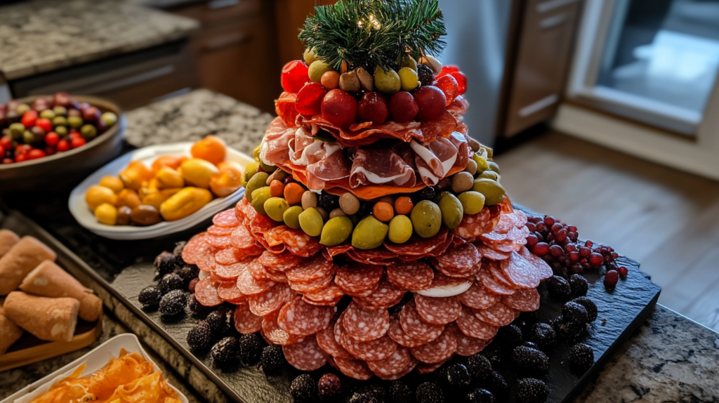 u8215476898 Create a realistic top down view of how do you ma 5c75179e e6b2 4e12 82e1 4e6327042a73 1 - How Do You Make a Charcuterie Christmas Tree?