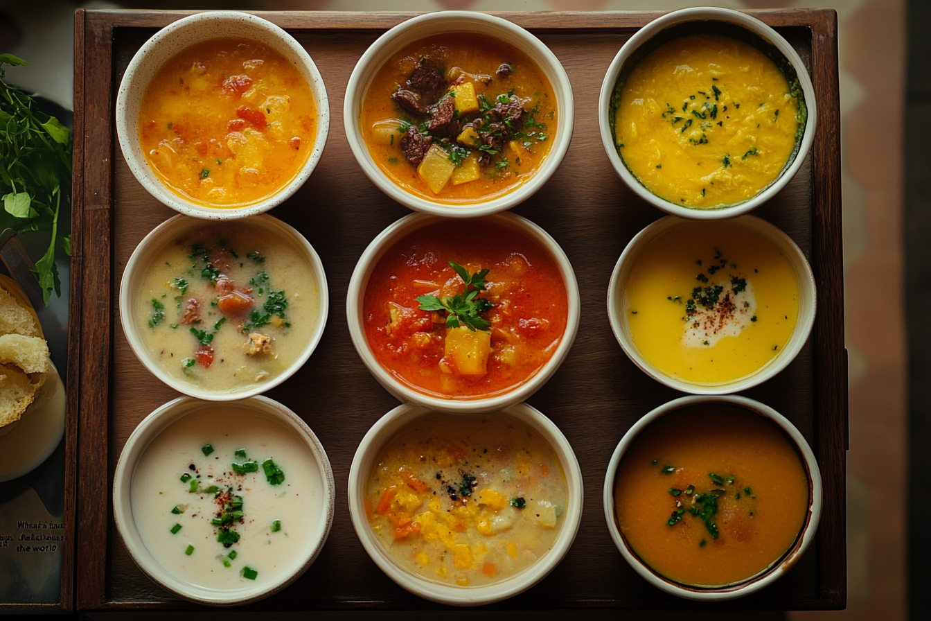 A steaming bowl of soup highlighting what is the most delicious soup in the world?