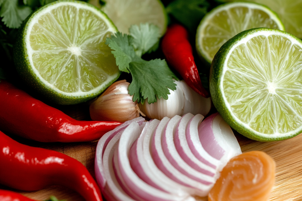 What is tiger milk made of? Core ingredients: lime, chili, onion, and fish.