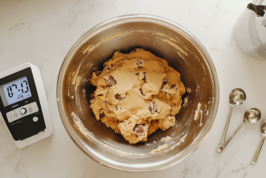 Disney chocolate chip cookie recipe metric measurements for mixing dough precisely.