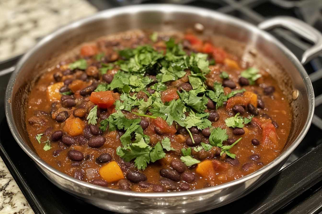 Smoky chipotle black beans served in a bowl