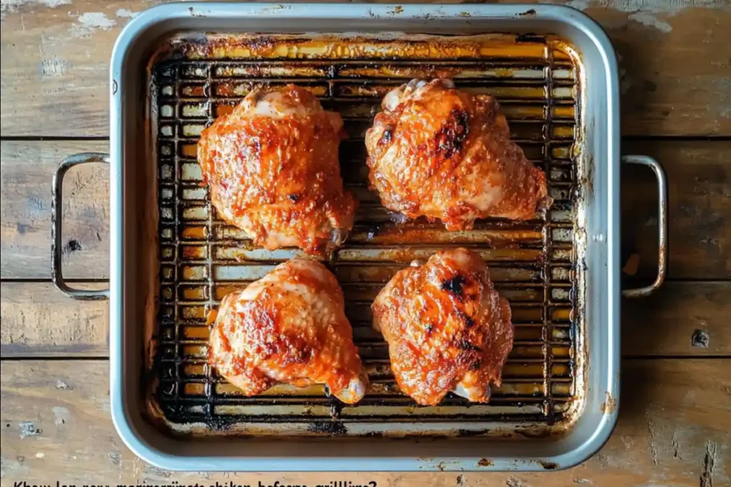 How long can you marinate chicken before grilling? Mixing acid, oil, and flavorings in a bowl.