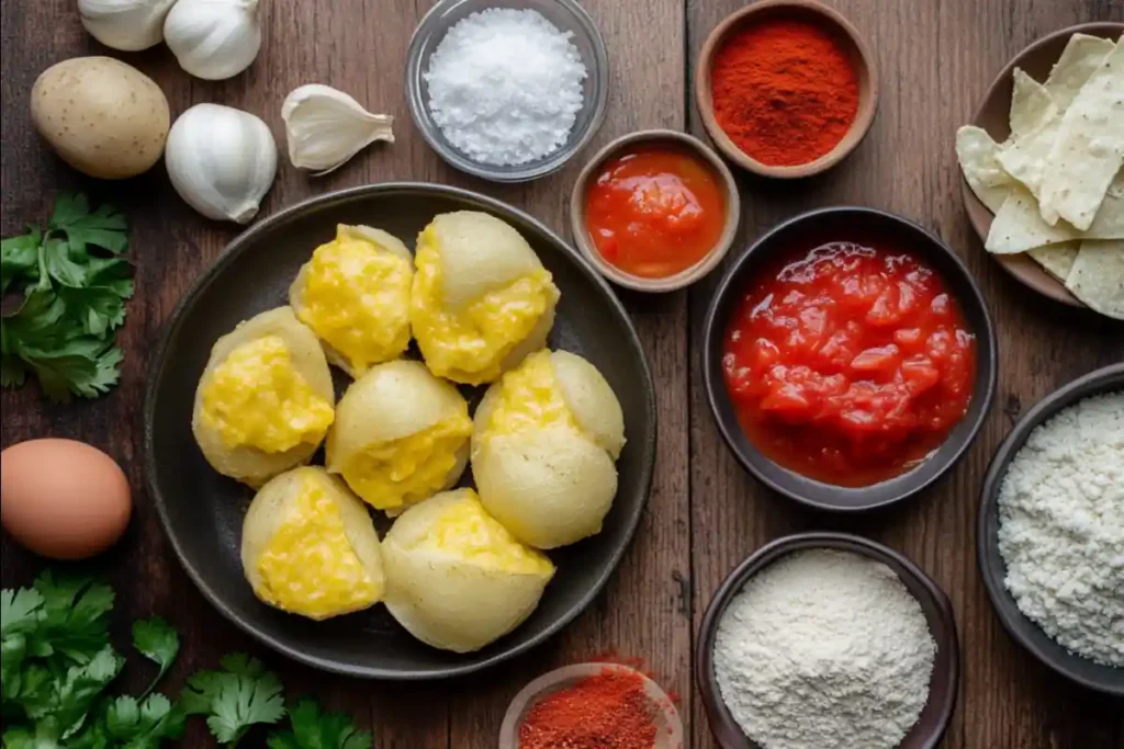 Traditional ingredients for papas rellenos history