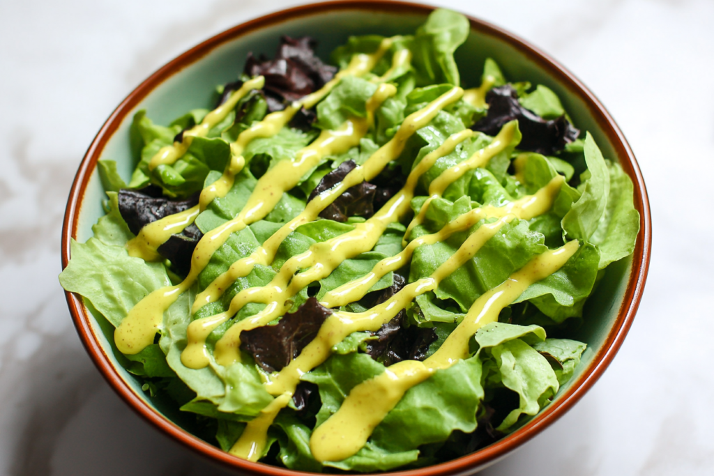Fresh salad displaying what is the purpose of salad dressing? at a glance