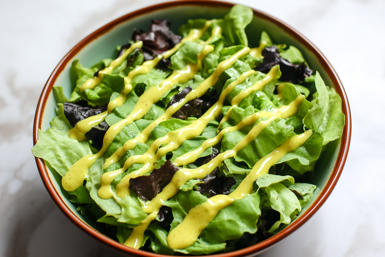 Fresh salad displaying what is the purpose of salad dressing? at a glance