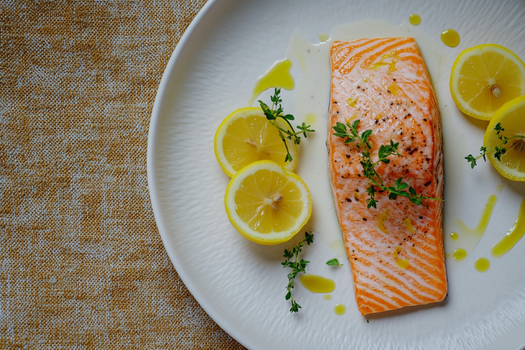 why do people put lemon juice on salmon – plated salmon dish
