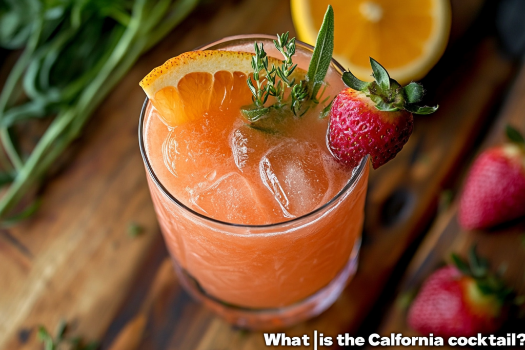 What is the California cocktail? Fresh, colorful mocktail in a chilled glass.