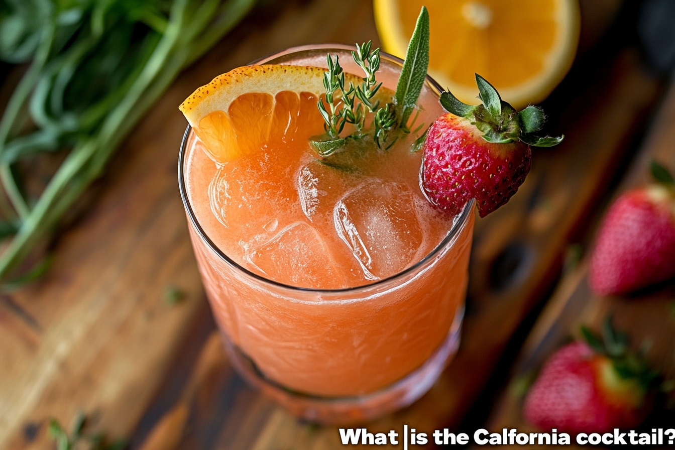 What is the California cocktail? Fresh, colorful mocktail in a chilled glass.