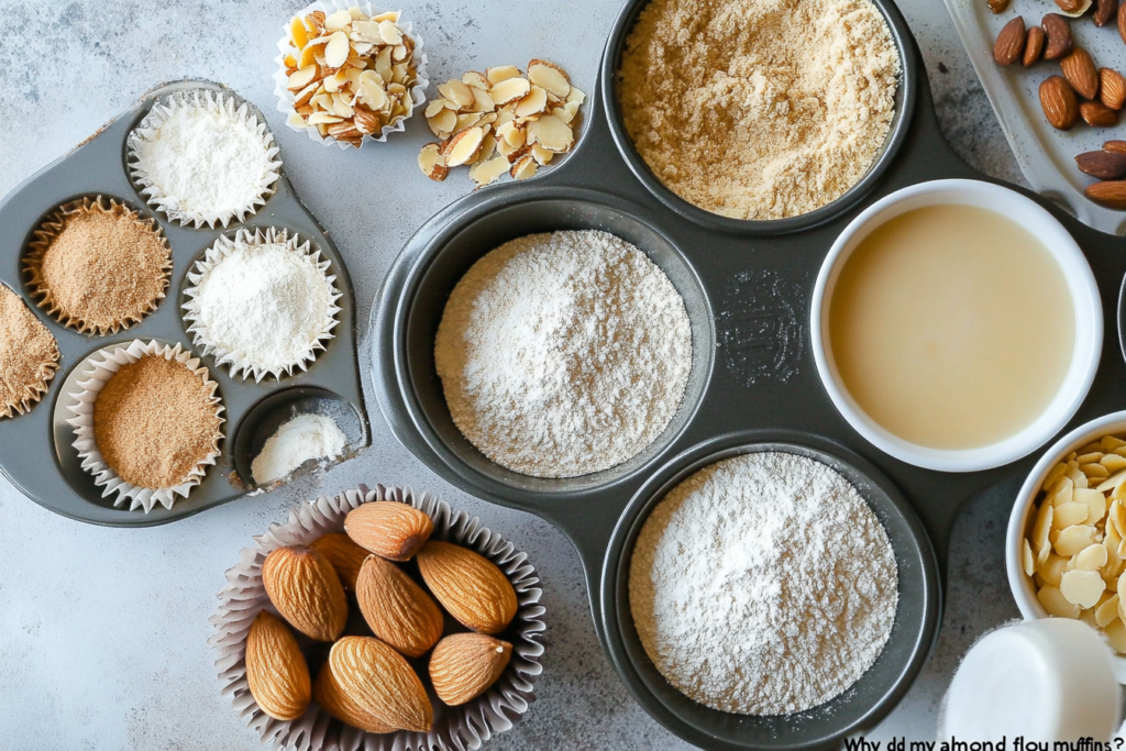 Why did my almond flour muffins not rise? Batter preparation step by step in mixing bowls.