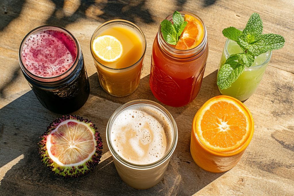 What drink is San Diego known for? Non-alcoholic beverage spread featuring local flavors.