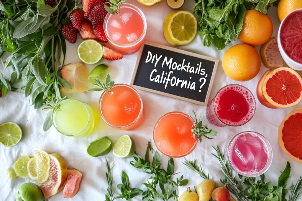 What is the California cocktail? Mocktail party station with fruit juices and garnishes.