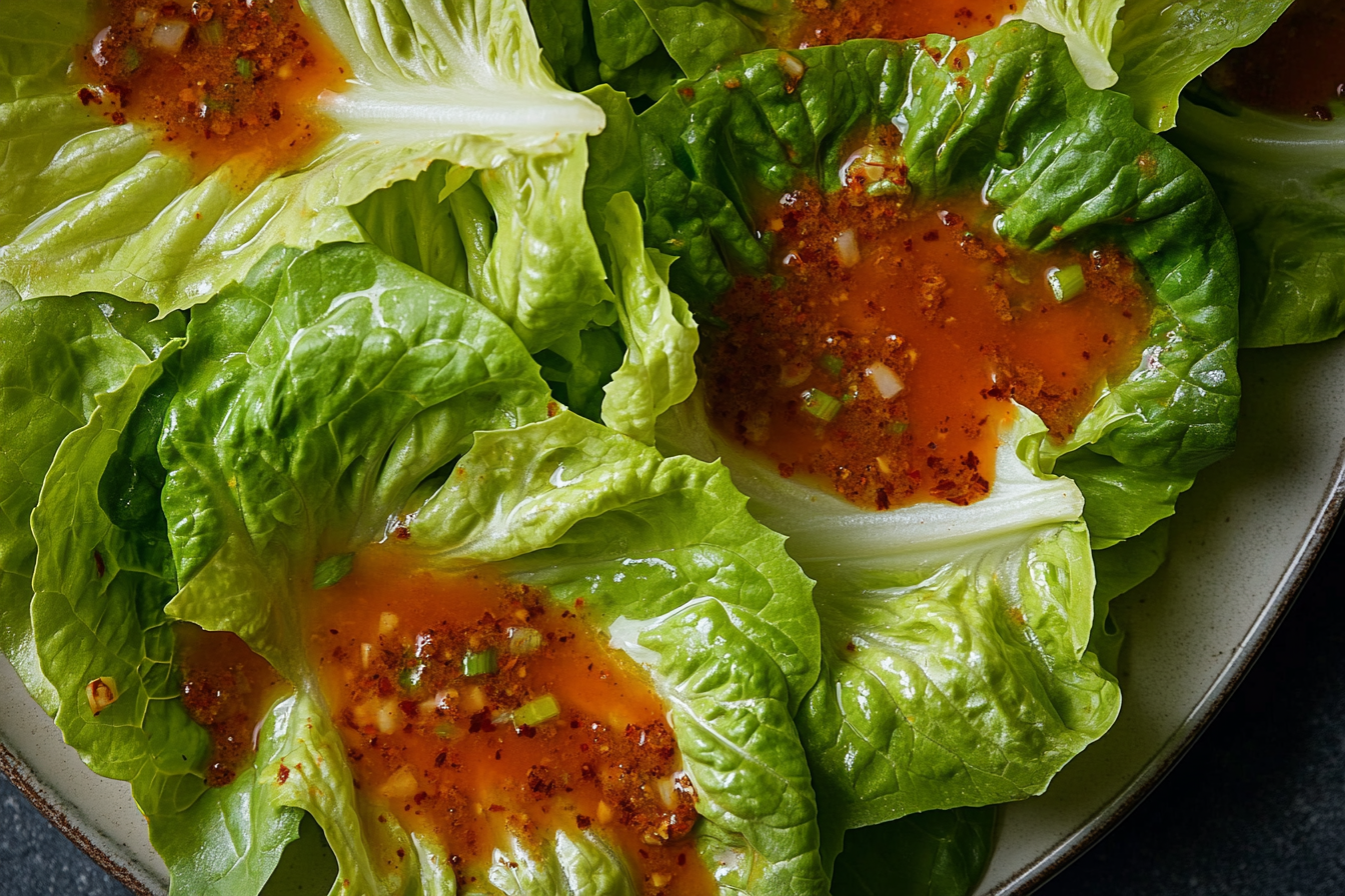 For new orleans soaked salad dressing recipe drizzled over crisp romaine lettuce
