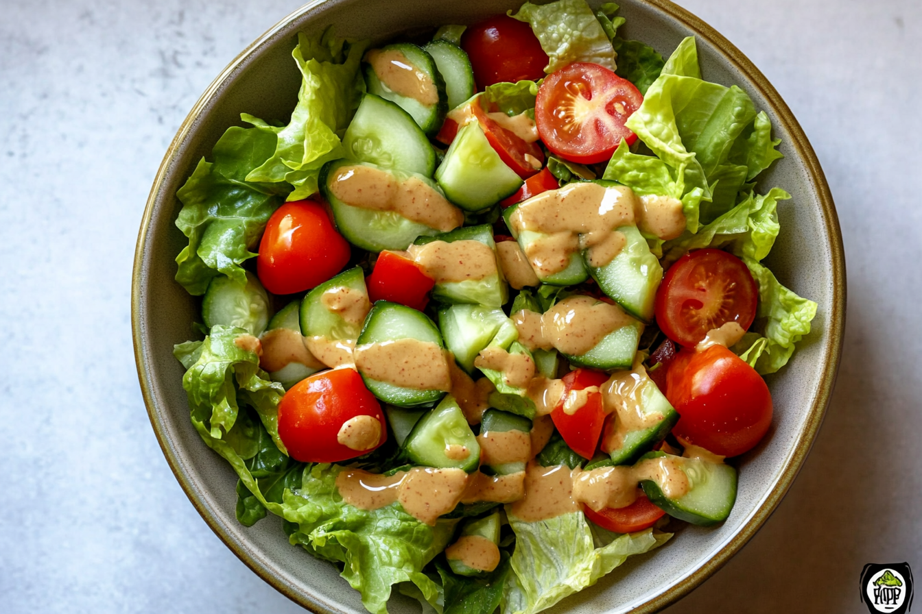 Fresh salad bowl showing what is the rule when applying salad dressings to salads?